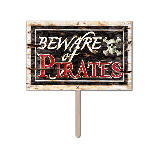 3D Plastic 'Beware Of Pirates' Yard Sign