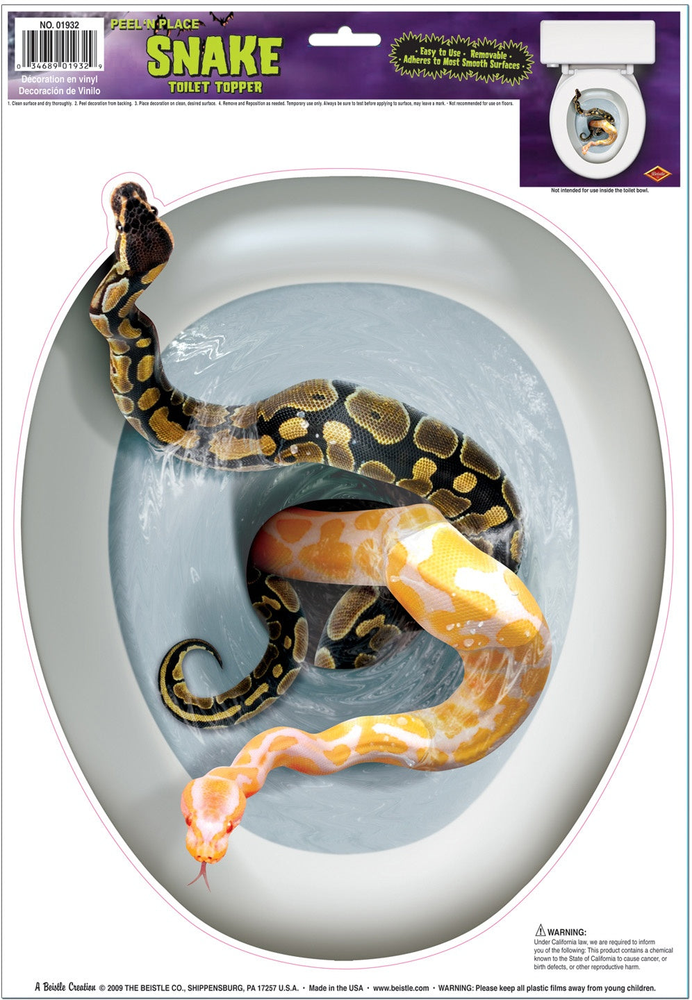 Snake Toilet Topper Peel 'N Place