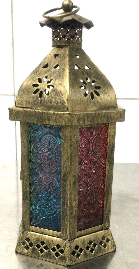 Black Brush Gold Lantern with colored mirror