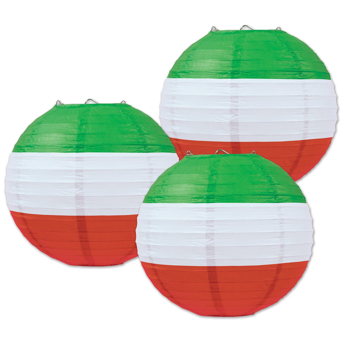 Red, White, and Green Paper Lanterns