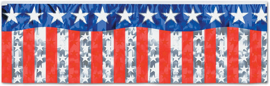 Metallic Stars and Stripes Fringed Banner