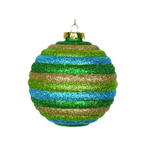 Glittered Striped Ribbed Ball