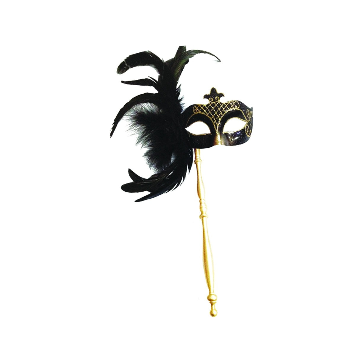 Feather Mask w/ Gold Stick