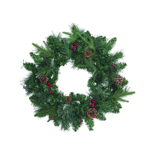 Snow-tipped Wreath w/ Pine Cones and Berries