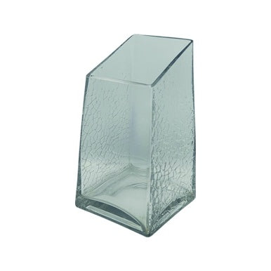 Rectangular Glass Vase w/ Slanted Top Opening