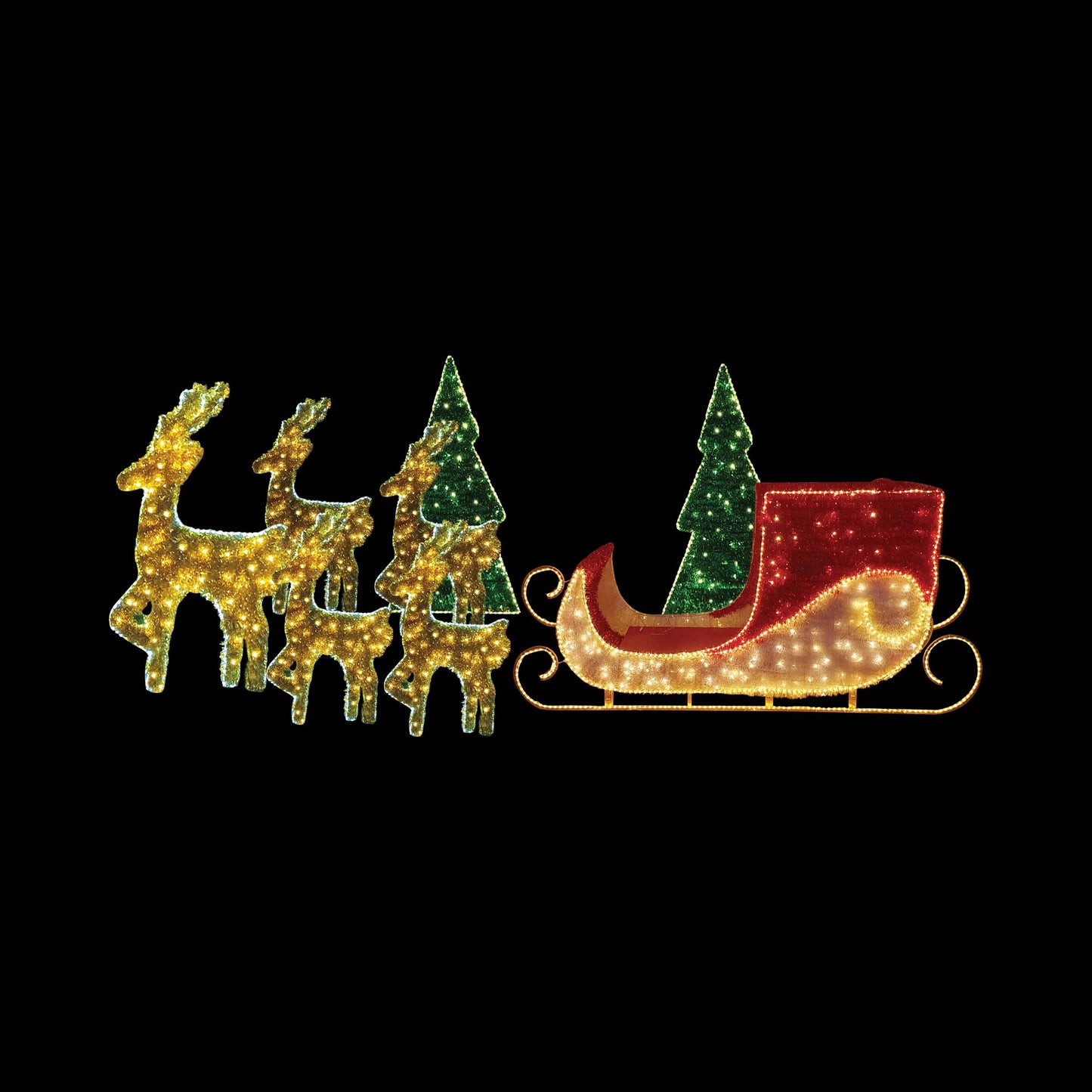 Light-Up 3D Sleigh with 2D Reindeers