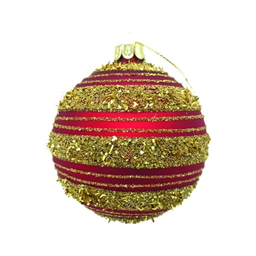 Striped Tinsel Glass Ball