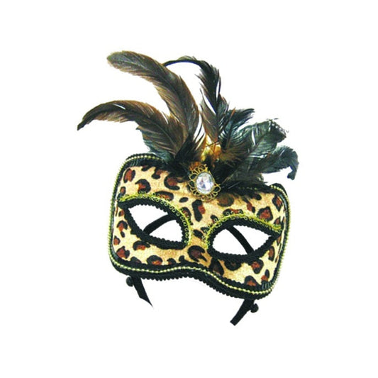 Feather Mask w/ Leopard Design