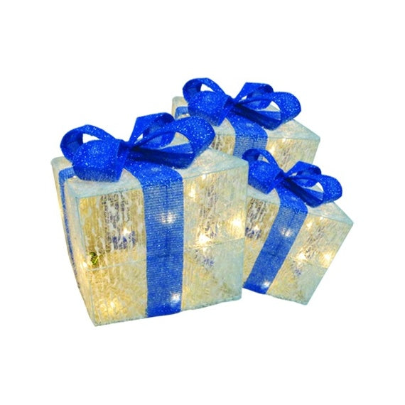 Illuminated Gift Boxes w/ Bow and Lights