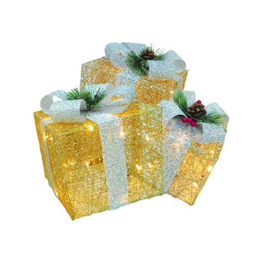 Illuminated Gift Boxes w/ Bow and Lights