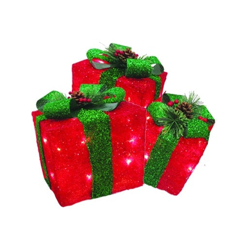 Illuminated Gift Boxes w/ Bow and Lights