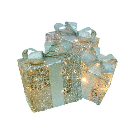 Illuminated Gift Boxes w/ Bow and Lights