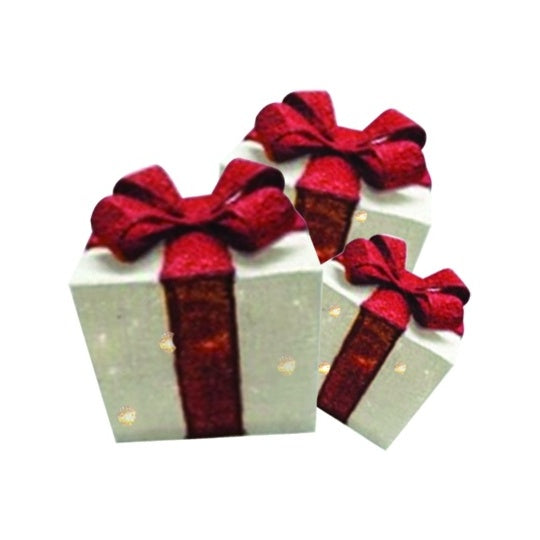 Illuminated Gift Boxes w/ Bow and Lights