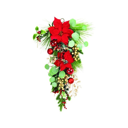 Tear Drop with Poinsettias and Berries