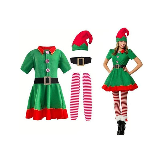 Ladies' Elf Costume, including hat, dress, belt, and stockings