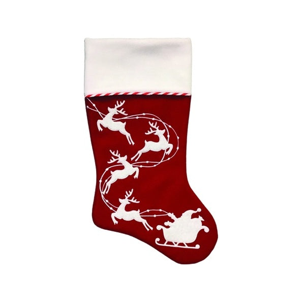 Stocking w/ Santa & Sleigh Print