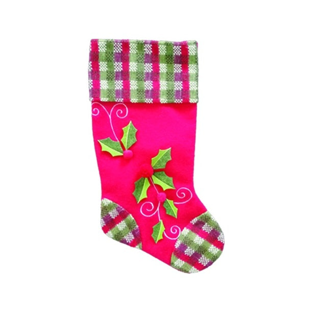 Felt Stocking w/ Holly Design