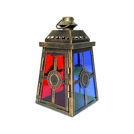 Brushed Lantern w/ Coloured Glass