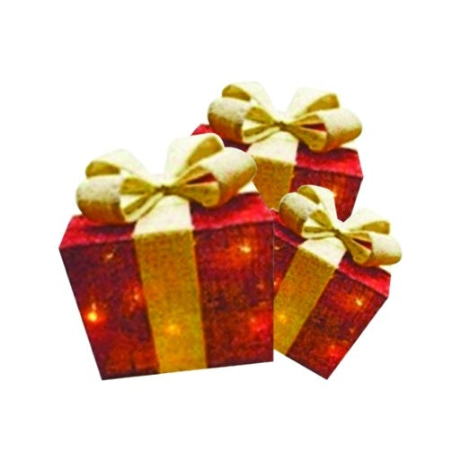 Illuminated Gift Boxes w/ Bow and Lights