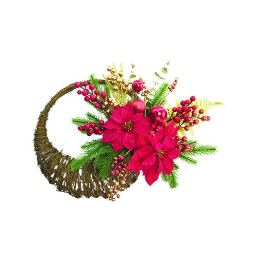 Hanging Wreath with Berries and Poinsettia